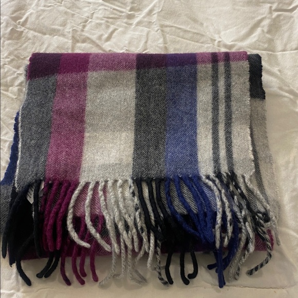 Nordstrom Cashmere Scarf in Purple, Gray, Blue and Black Scarf - Picture 2 of 8